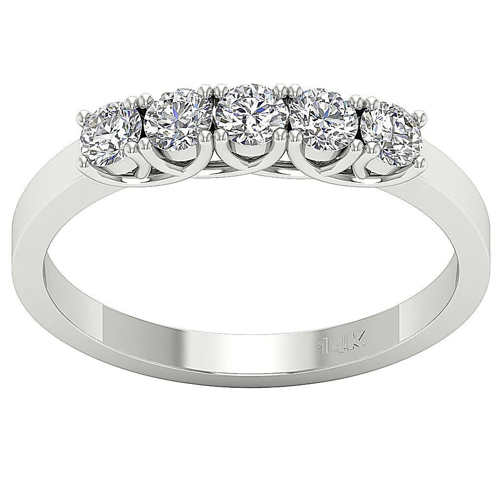 The Zachariah Rose Gold Curved Five Stone Wedding Natural Diamond Ring Prong Set - Image 4