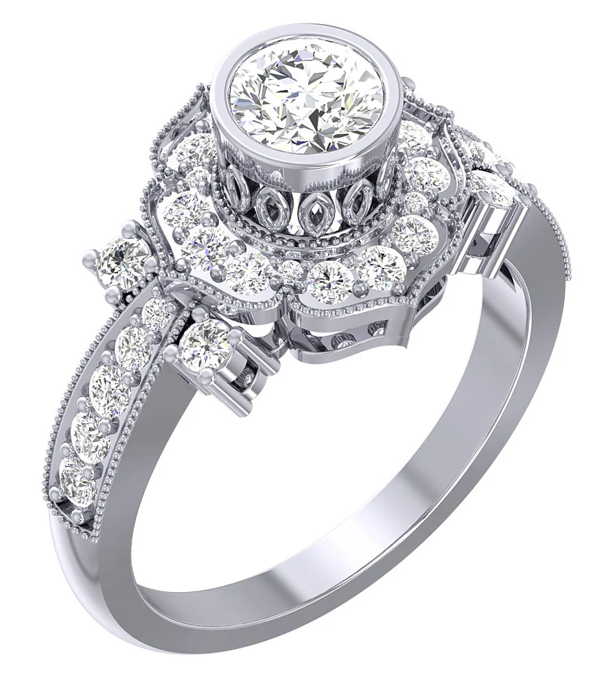 The Zadien Natural Diamond 14k Solid Gold Designer Solitaire Engagement Ring 13 MM - Image 12