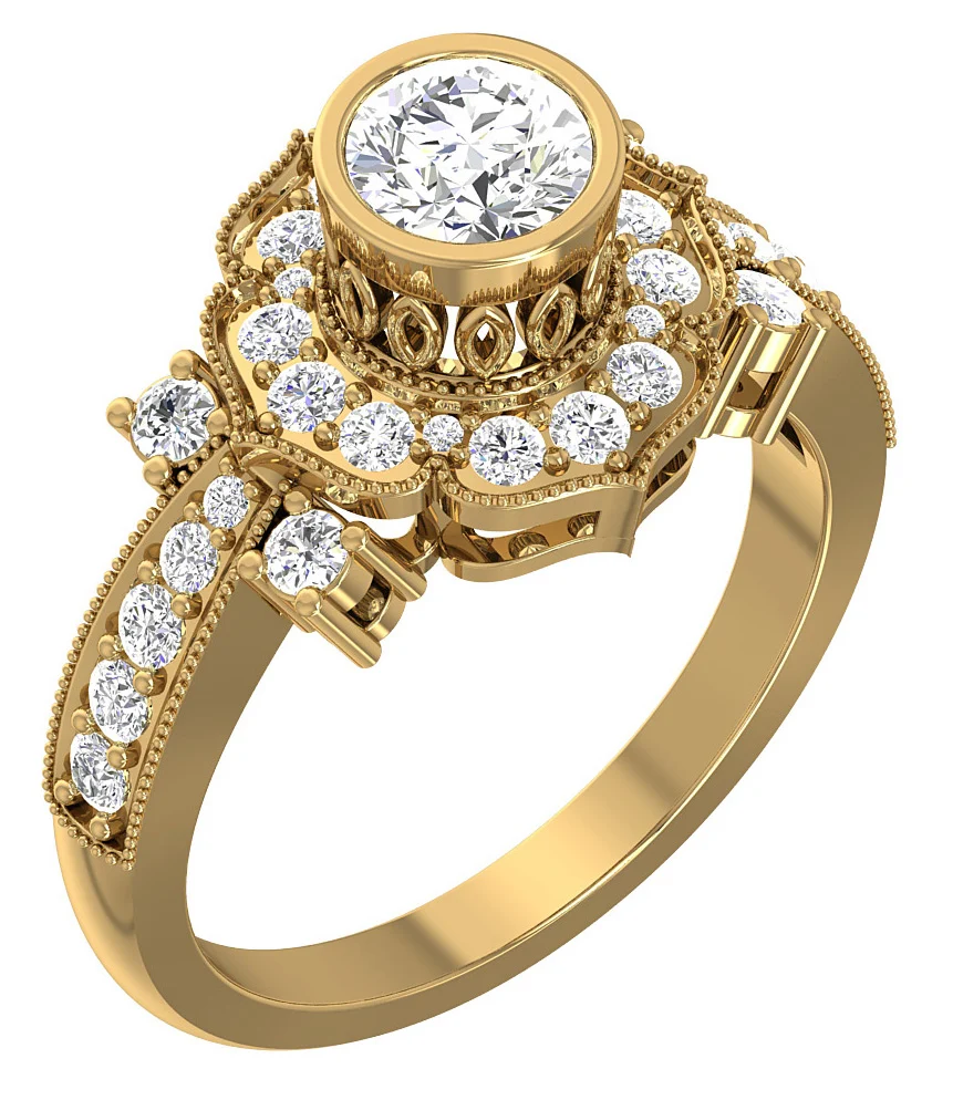 The Zadien Natural Diamond 14k Solid Gold Designer Solitaire Engagement Ring 13 MM - Image 3