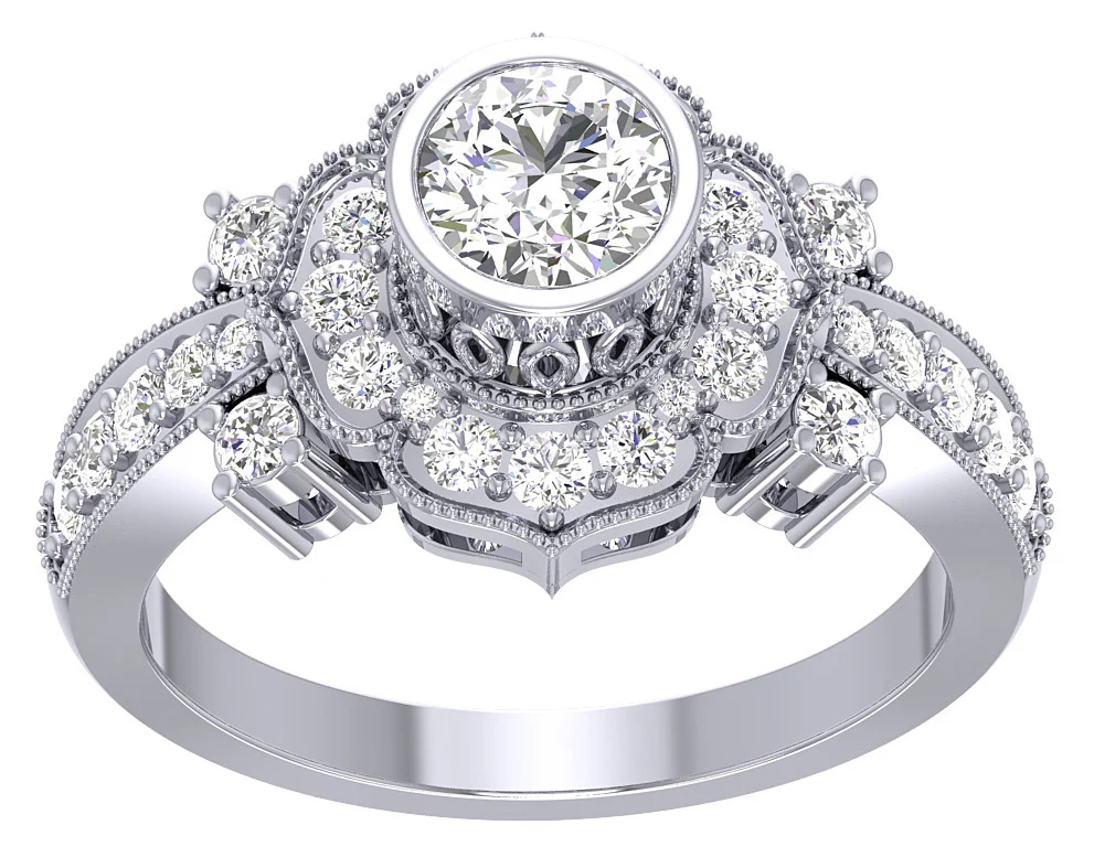 The Zadien Natural Diamond 14k Solid Gold Designer Solitaire Engagement Ring 13 MM - Image 4
