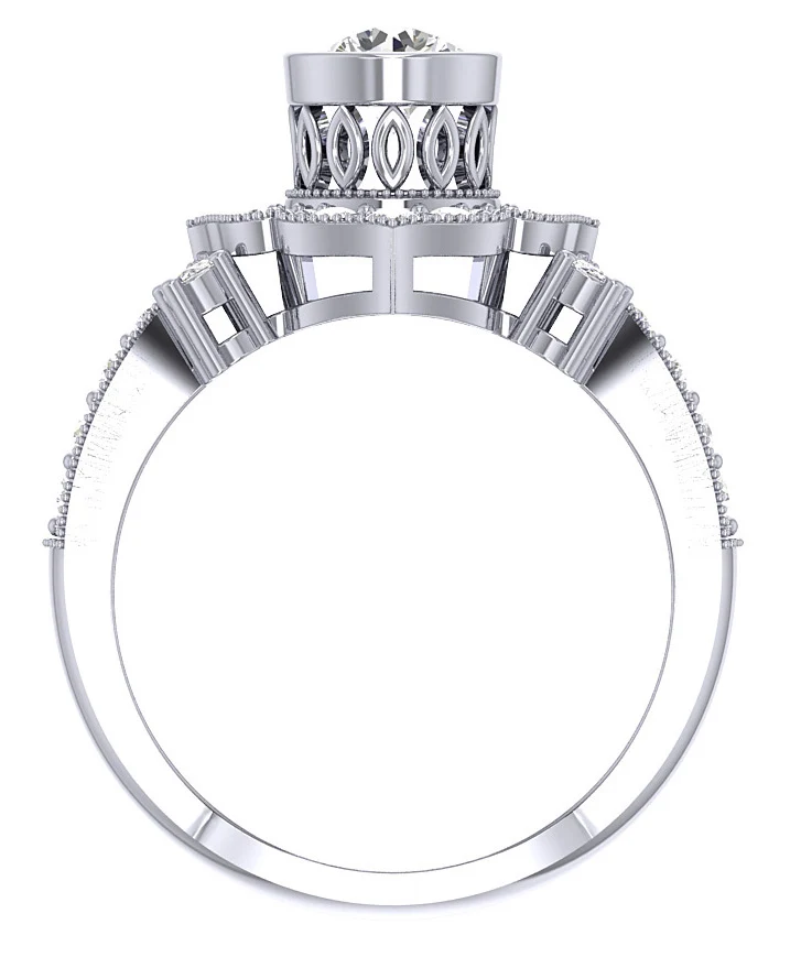 The Zadien Natural Diamond 14k Solid Gold Designer Solitaire Engagement Ring 13 MM - Image 5
