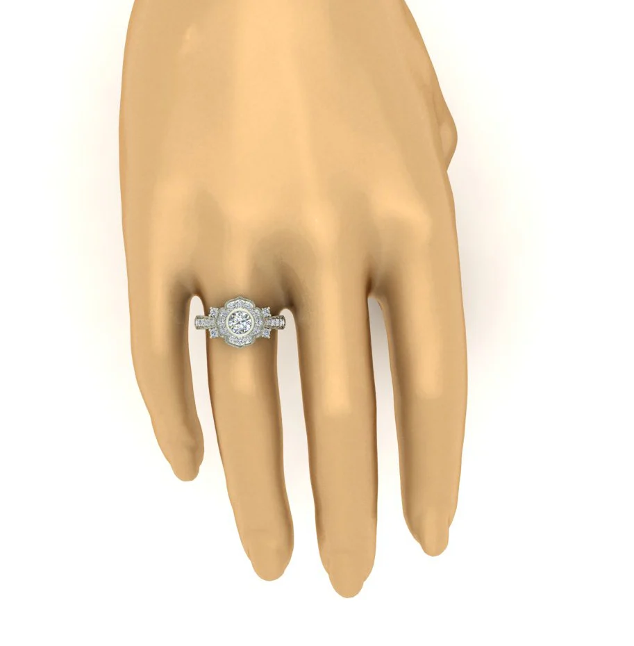 The Zadien Natural Diamond 14k Solid Gold Designer Solitaire Engagement Ring 13 MM - Image 9