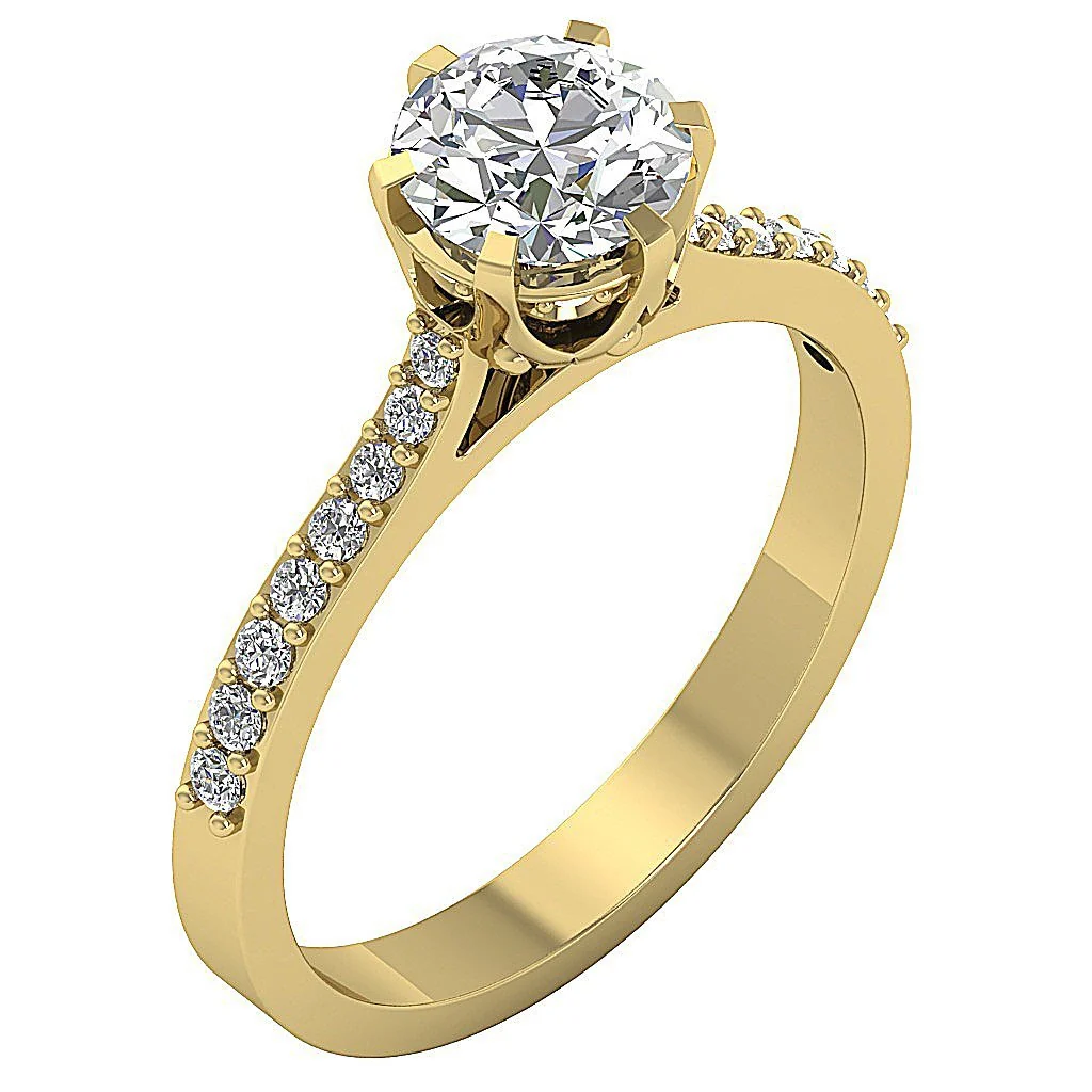 The Zaire Gorgeous Solitaire Diamond Engagement Ring Six Prong 14k Yellow Gold
