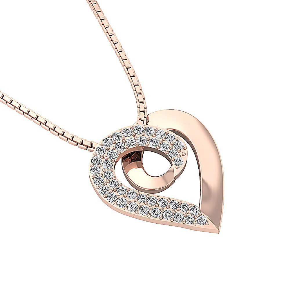 The Zander Natural Diamond Accented Heart Pendant 14K Solid White Gold 0.80 Inch - Image 12