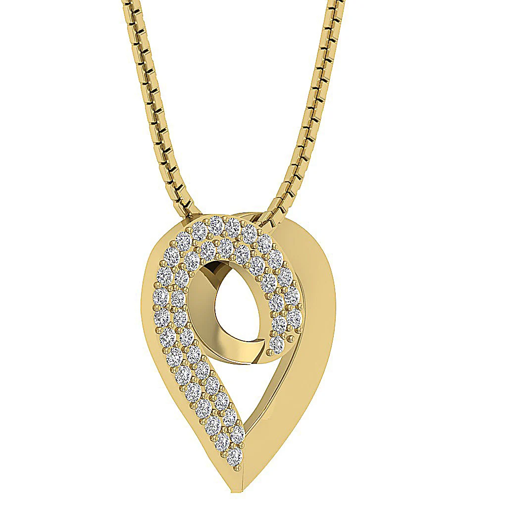 The Zander Natural Diamond Accented Heart Pendant 14K Solid White Gold 0.80 Inch - Image 5