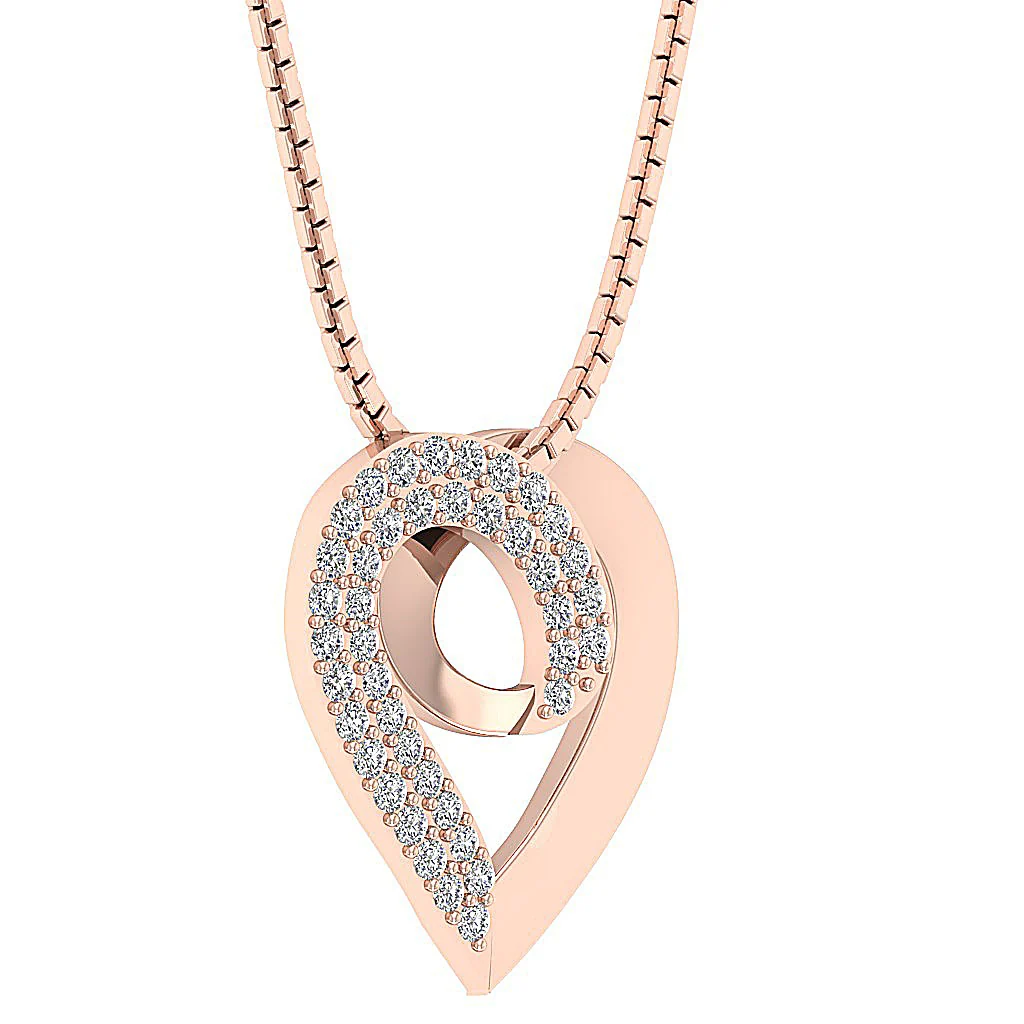 The Zander Natural Diamond Accented Heart Pendant 14K Solid White Gold 0.80 Inch - Image 6