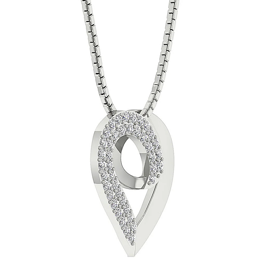 The Zander Natural Diamond Accented Heart Pendant 14K Solid White Gold 0.80 Inch - Image 7