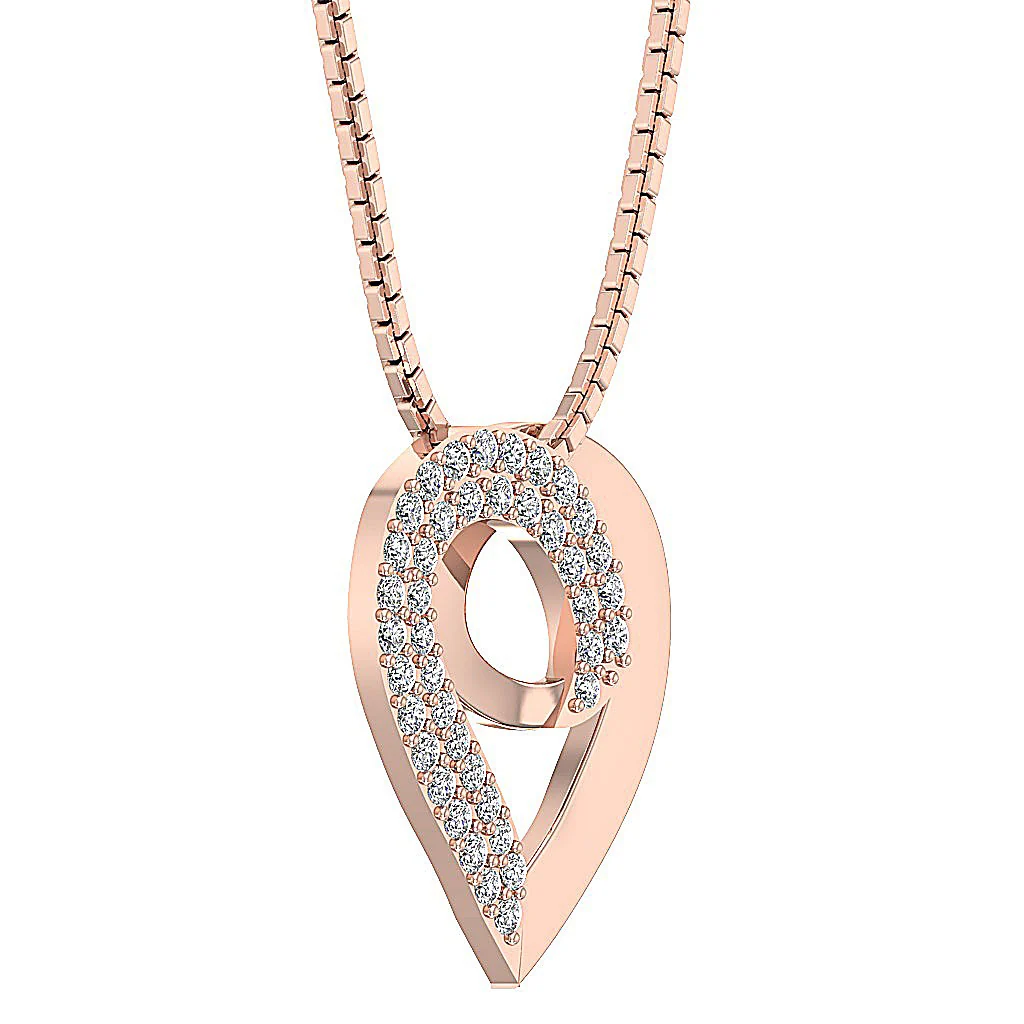 The Zander Natural Diamond Accented Heart Pendant 14K Solid White Gold 0.80 Inch - Image 9