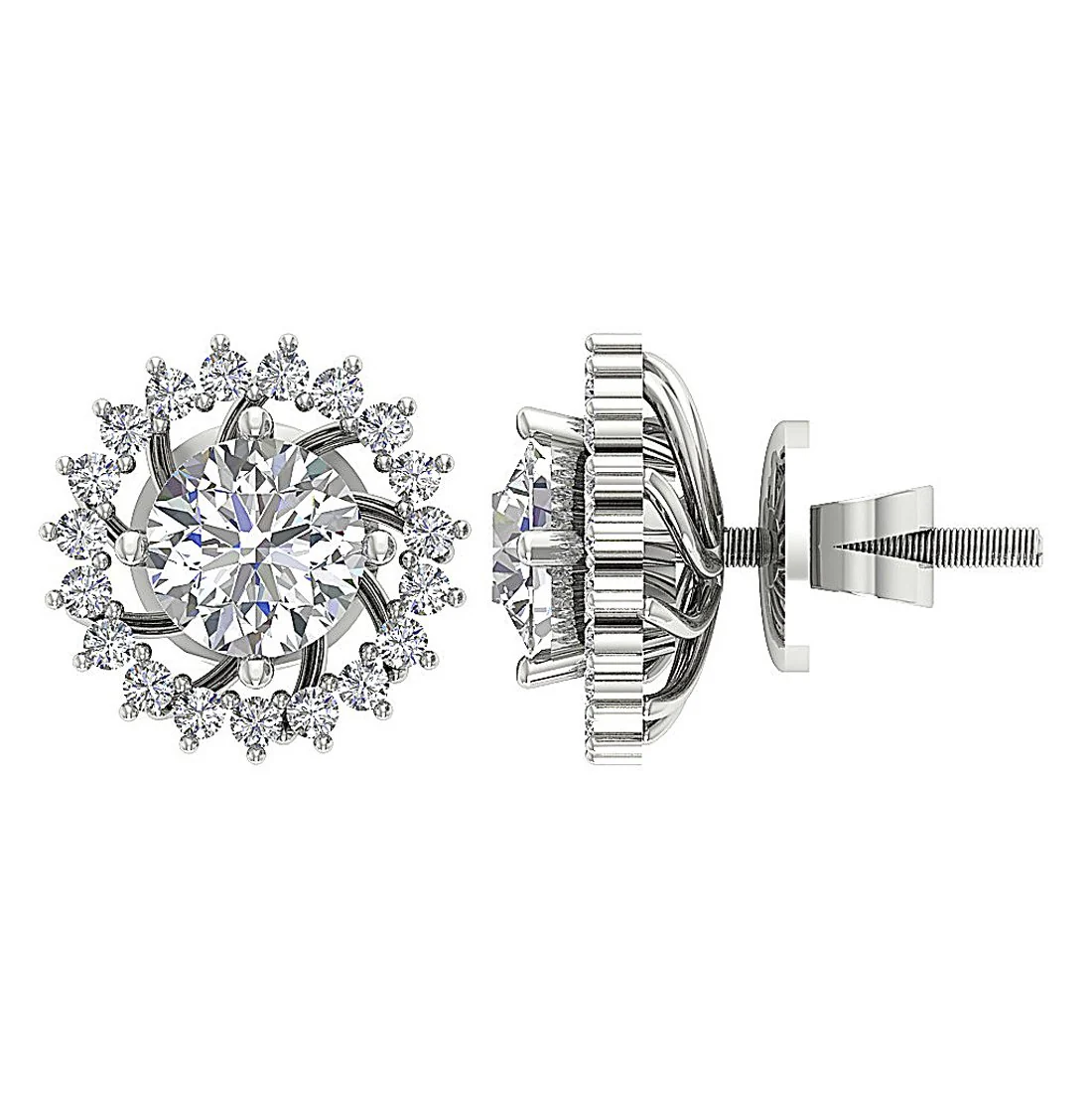 The Zane Round Brilliant Cut Diamond 14K Gold Removable Jacket Stud Earring - Image 6