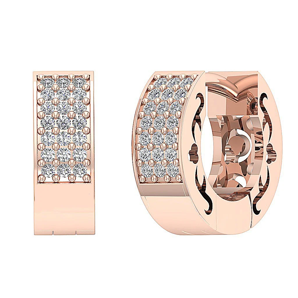 The Zayn Classsic Hoop Earring For Women Natural Round Diamond 14K Gold - Image 3
