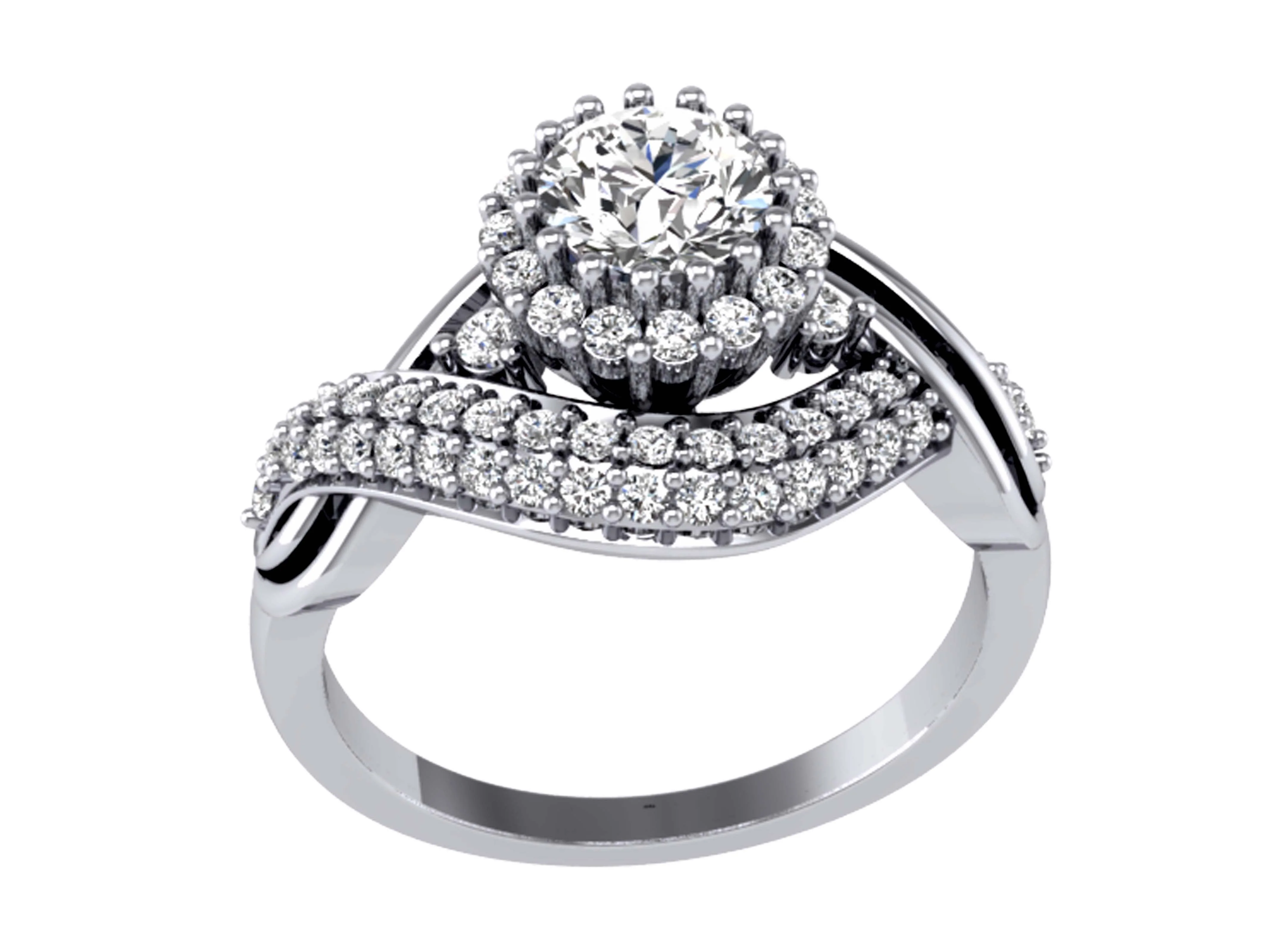 The Zechariah 14K White Gold Genuine Diamond Engagement Ring Prong Setting
