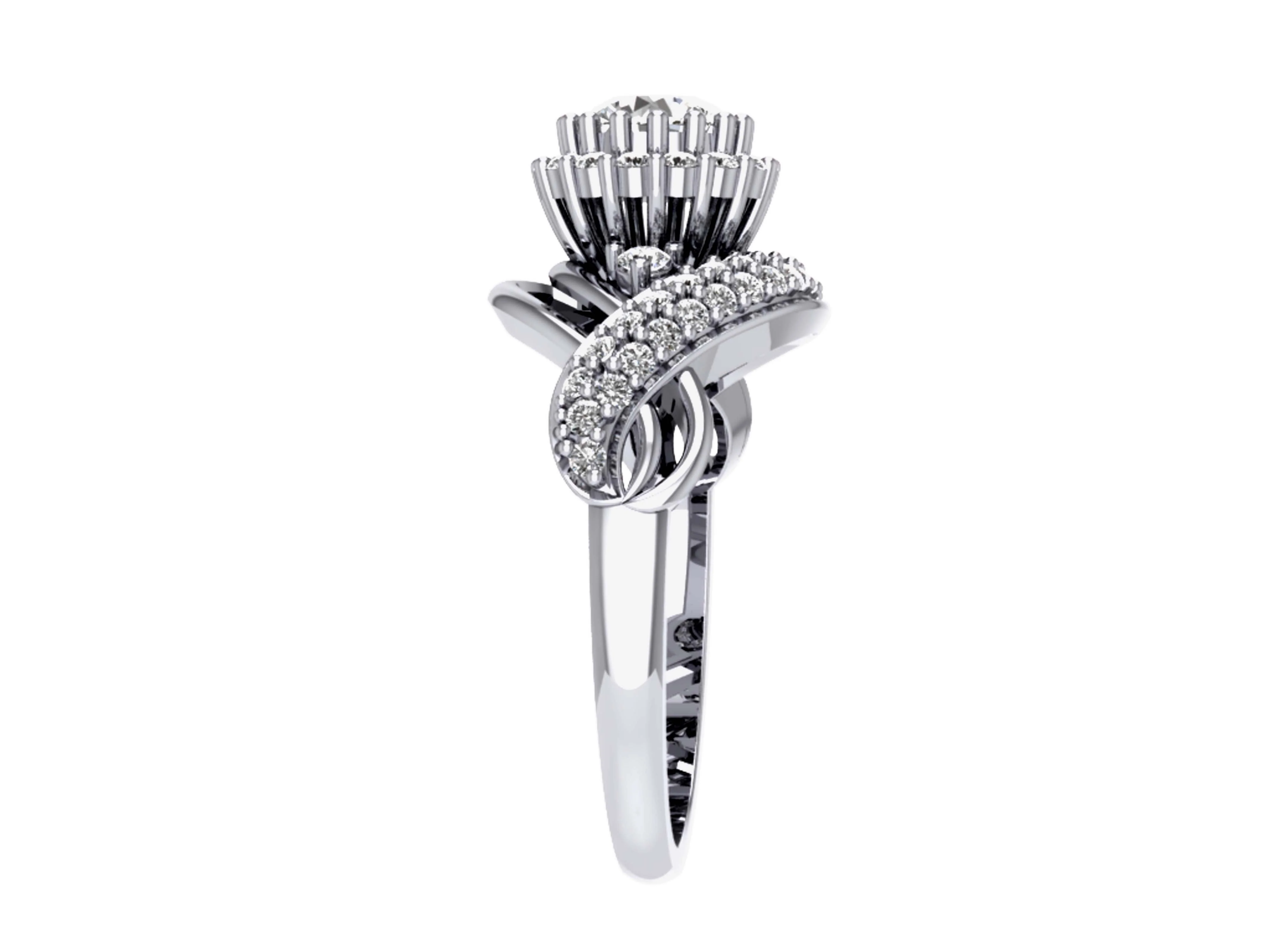 The Zechariah 14K White Gold Genuine Diamond Engagement Ring Prong Setting - Image 2