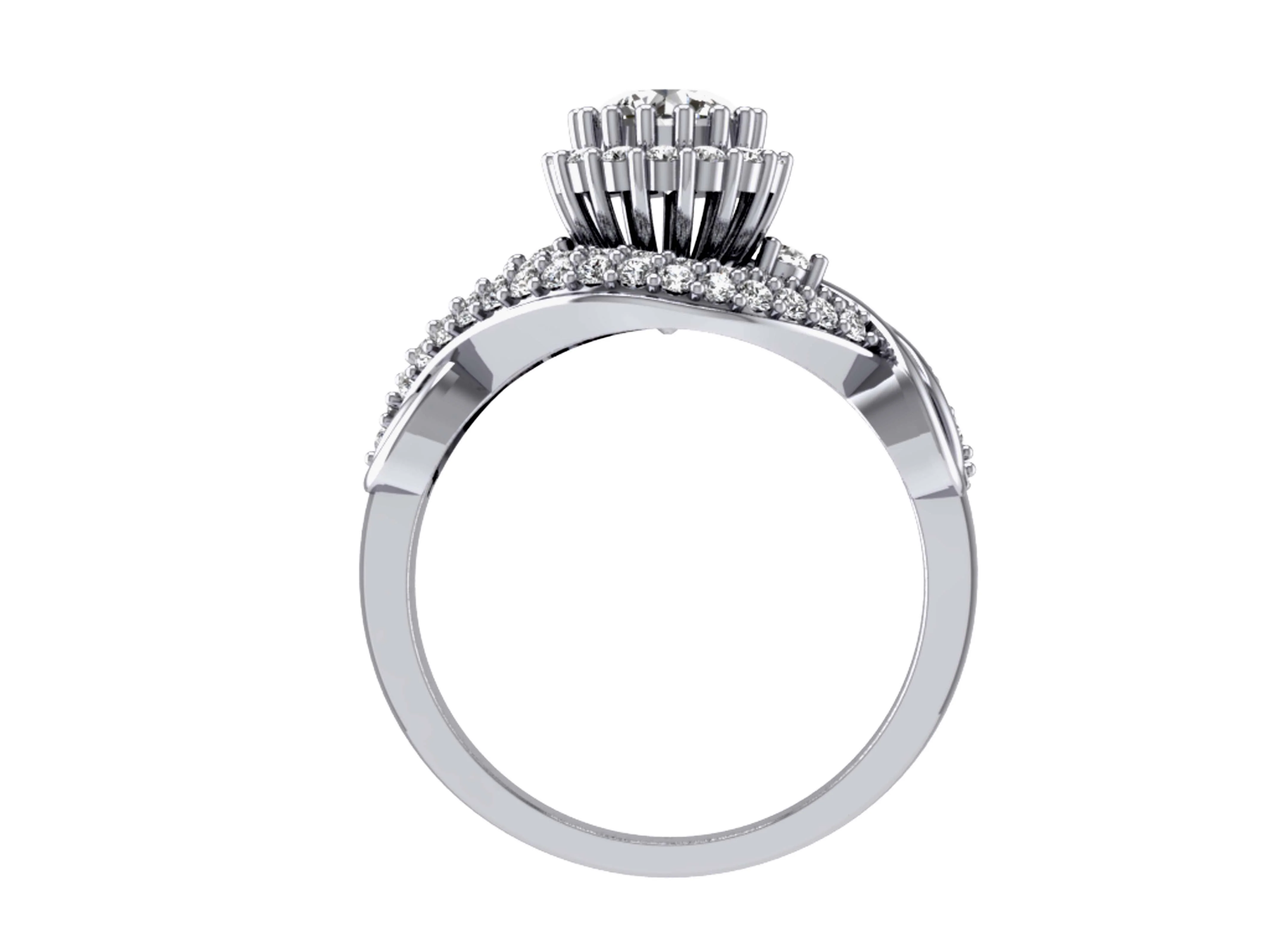 The Zechariah 14K White Gold Genuine Diamond Engagement Ring Prong Setting - Image 3
