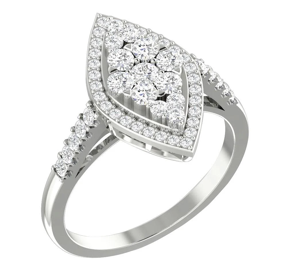 The Zev Excellent Solitaire Anniversary Ring Genuine Diamond 14K Solid White Gold - Image 4