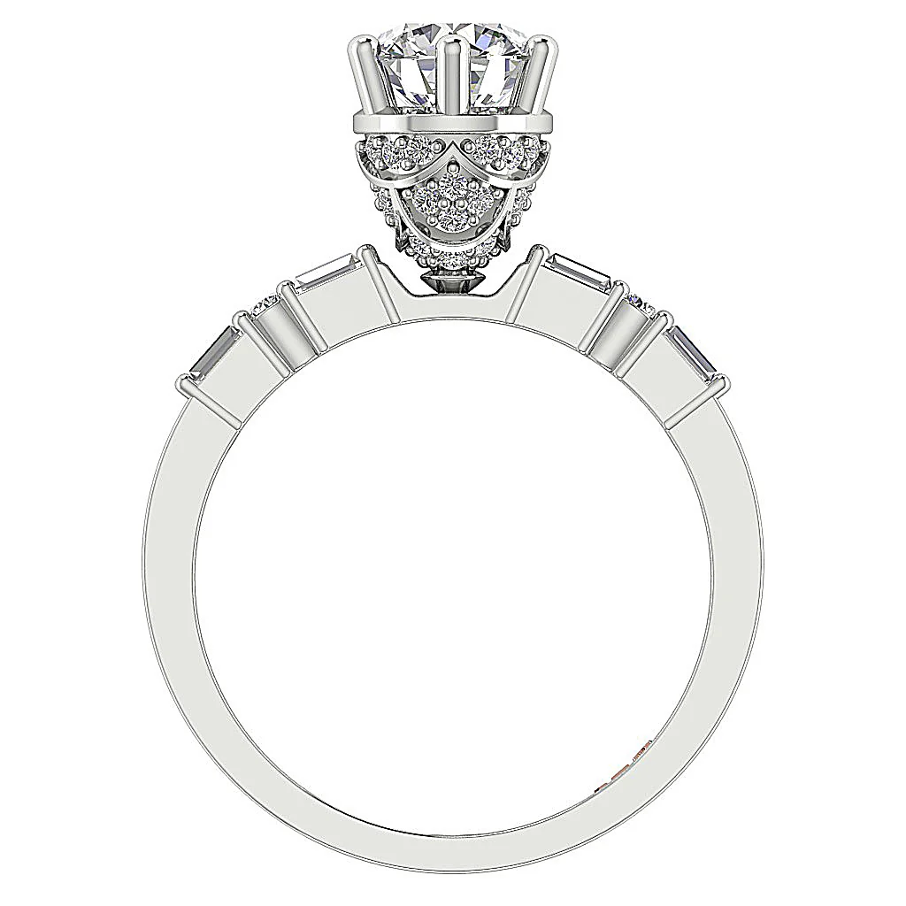 The Zhuri Round Baguette Diamond 14K White Gold Solitaire Engagement Ring - Image 5