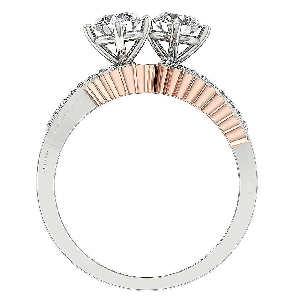 The Dorian 14K White Gold Double Row Forever Us Two Stone Natural Diamond Engagement Ring - Image 9