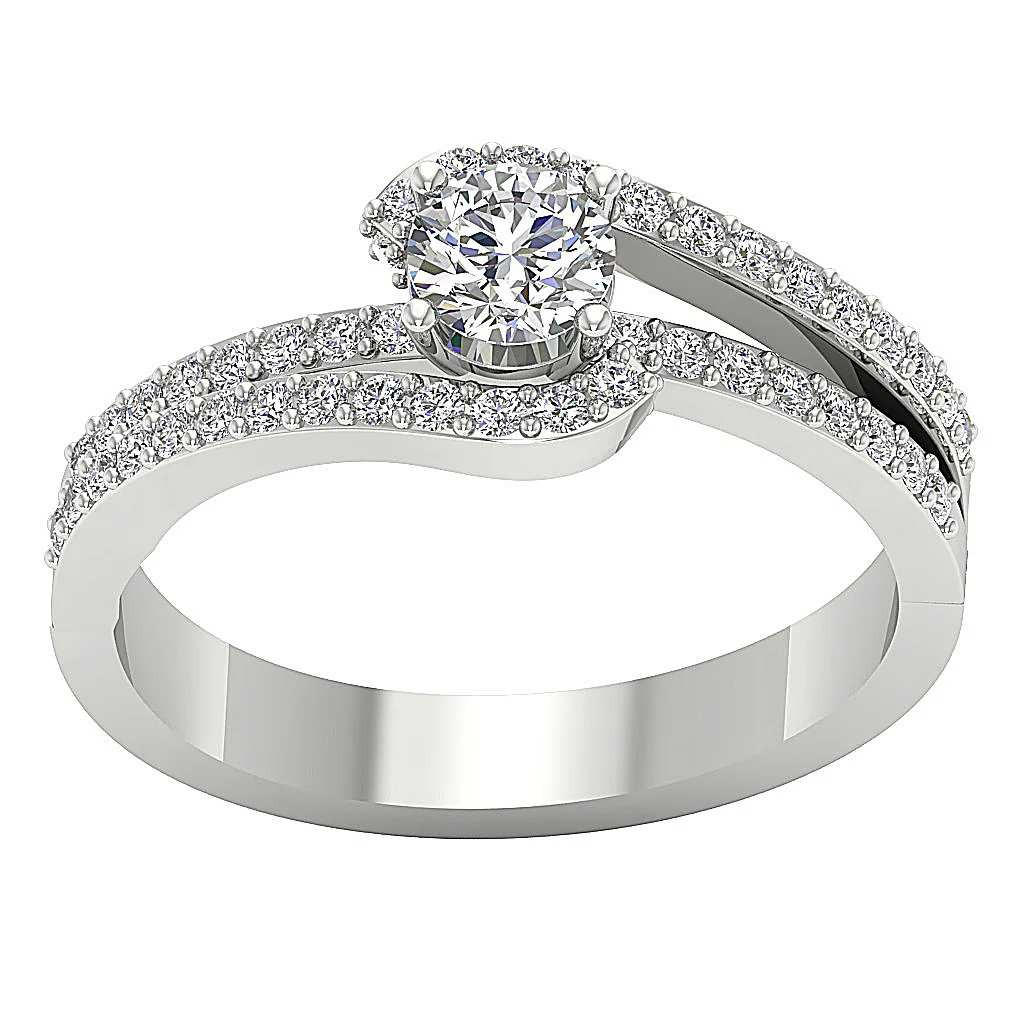 The Zoya Round Brilliant Cut Diamond Solitaire Wedding Ring Prong Set 14K Gold - Image 4