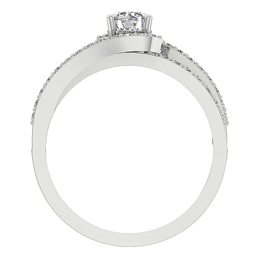 The Zoya Round Brilliant Cut Diamond Solitaire Wedding Ring Prong Set 14K Gold - Image 5
