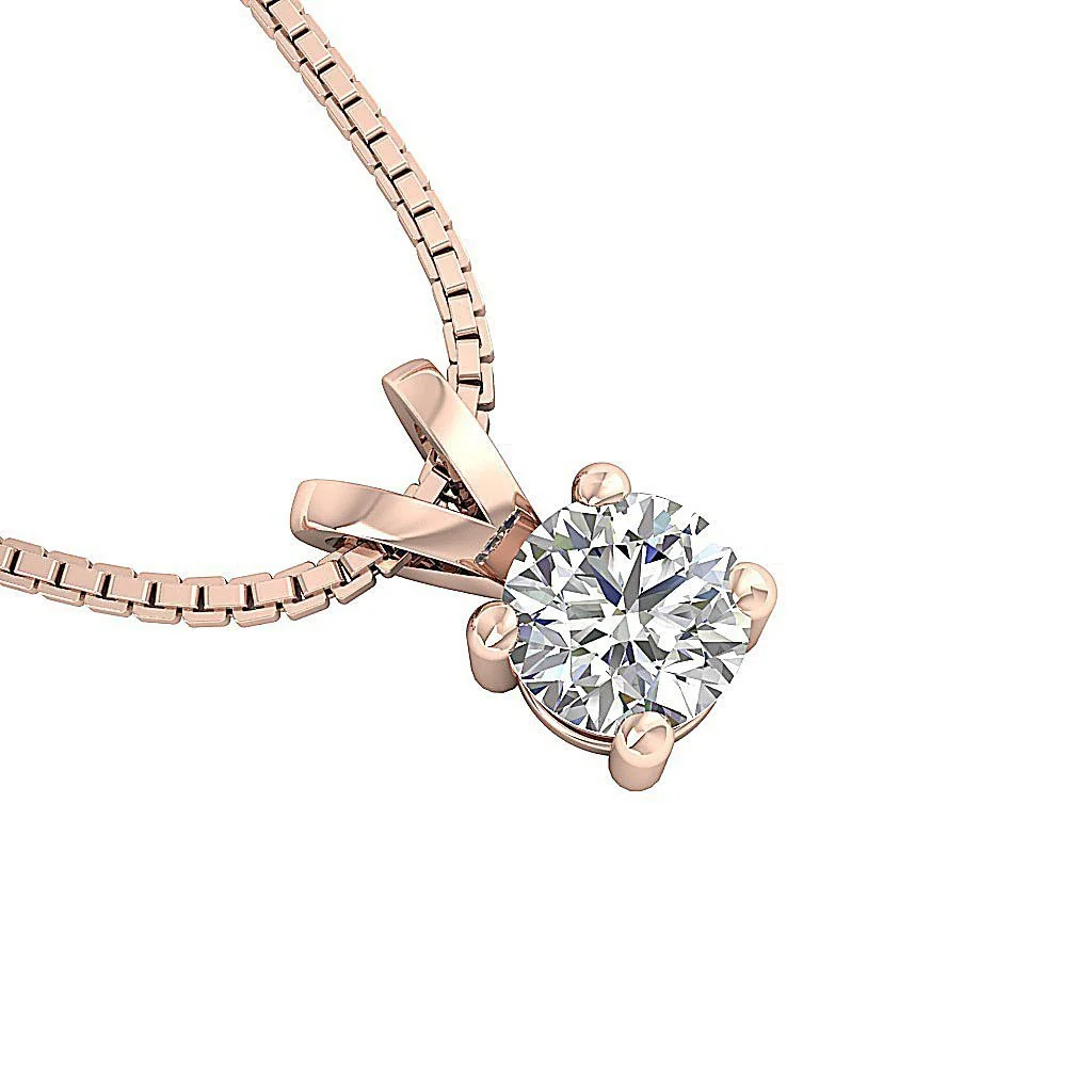 Handmade Solitaire Pendant Necklace I1/SI1 G 0.25Ct Round Cut Diamond 14K Solid Rose Gold - Image 10