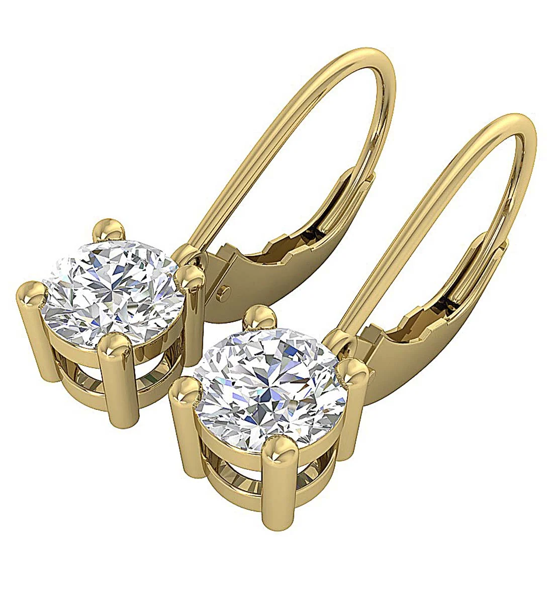 14k/18k Yellow Gold I1/SI1 G 1.50Ct Genuine Diamond Lever Back Solitaire Studs Earrings - Image 11