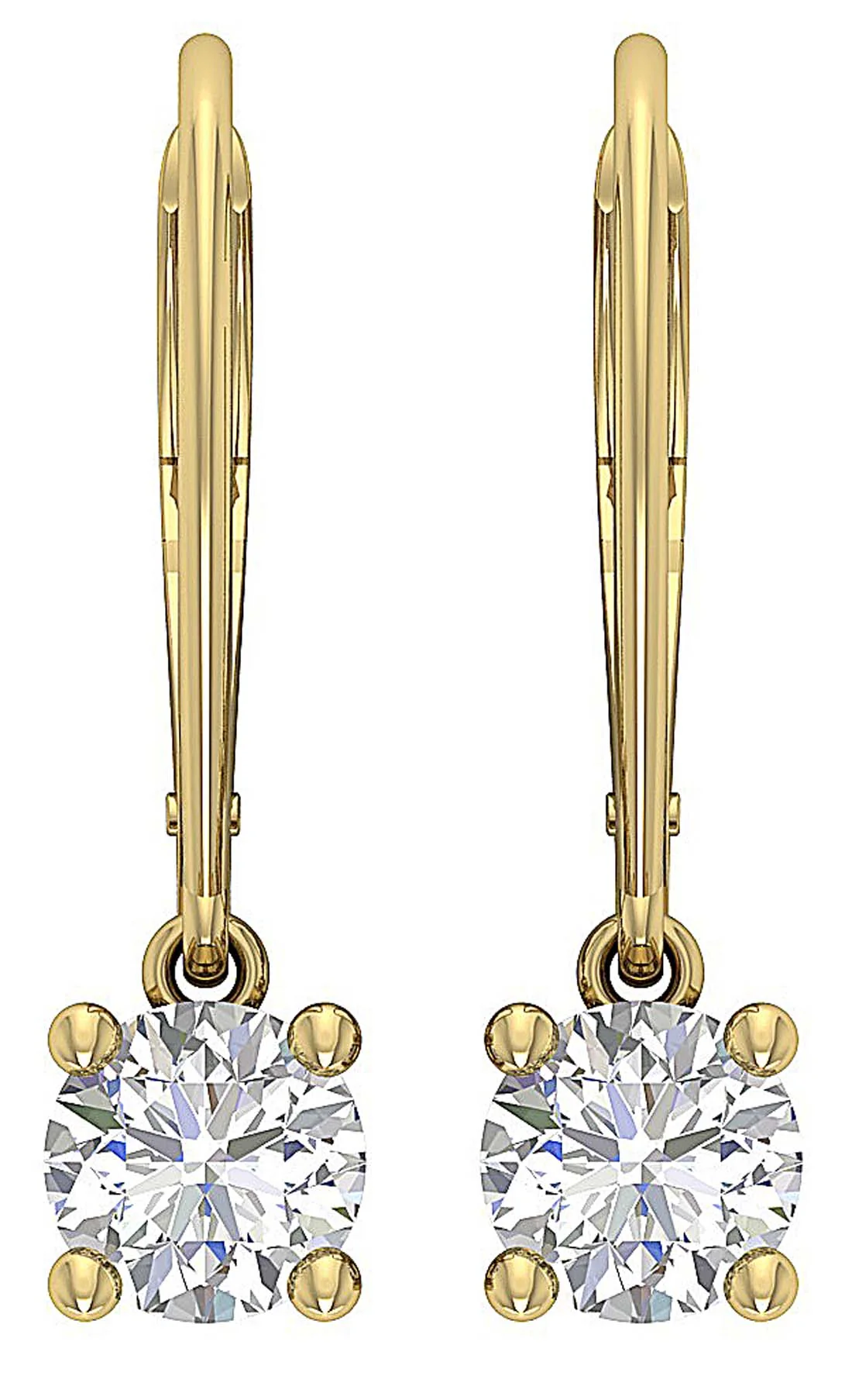 14k/18k Yellow Gold I1/SI1 G 1.50Ct Genuine Diamond Lever Back Solitaire Studs Earrings - Image 8