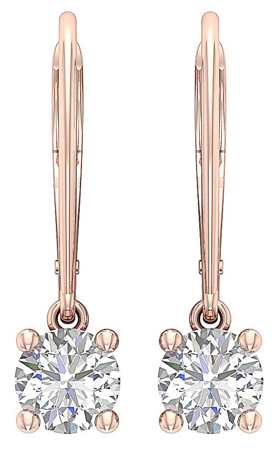 14k/18k Yellow Gold I1/SI1 G 1.50Ct Genuine Diamond Lever Back Solitaire Studs Earrings - Image 9