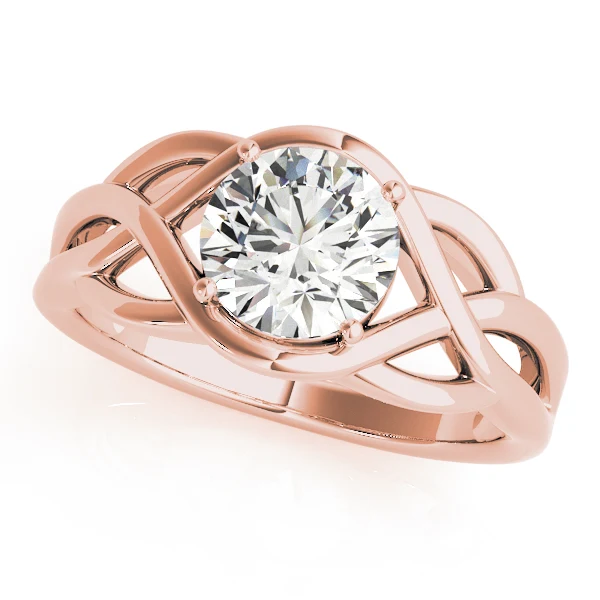 Twisted Split Shank Round Lab Grown Diamond Engagement Ring VS F 1.00 Carat 14K Solid Gold - Image 3