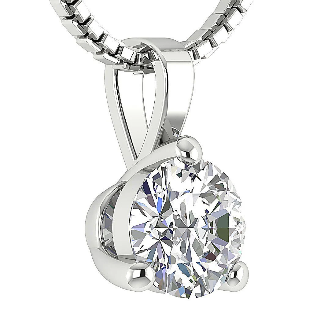 Classic Round Solitaire Diamond Necklace 14k/18k Yellow, White & Rose Gold in I1/SI1 G 0.50-1.00Carat - Image 3