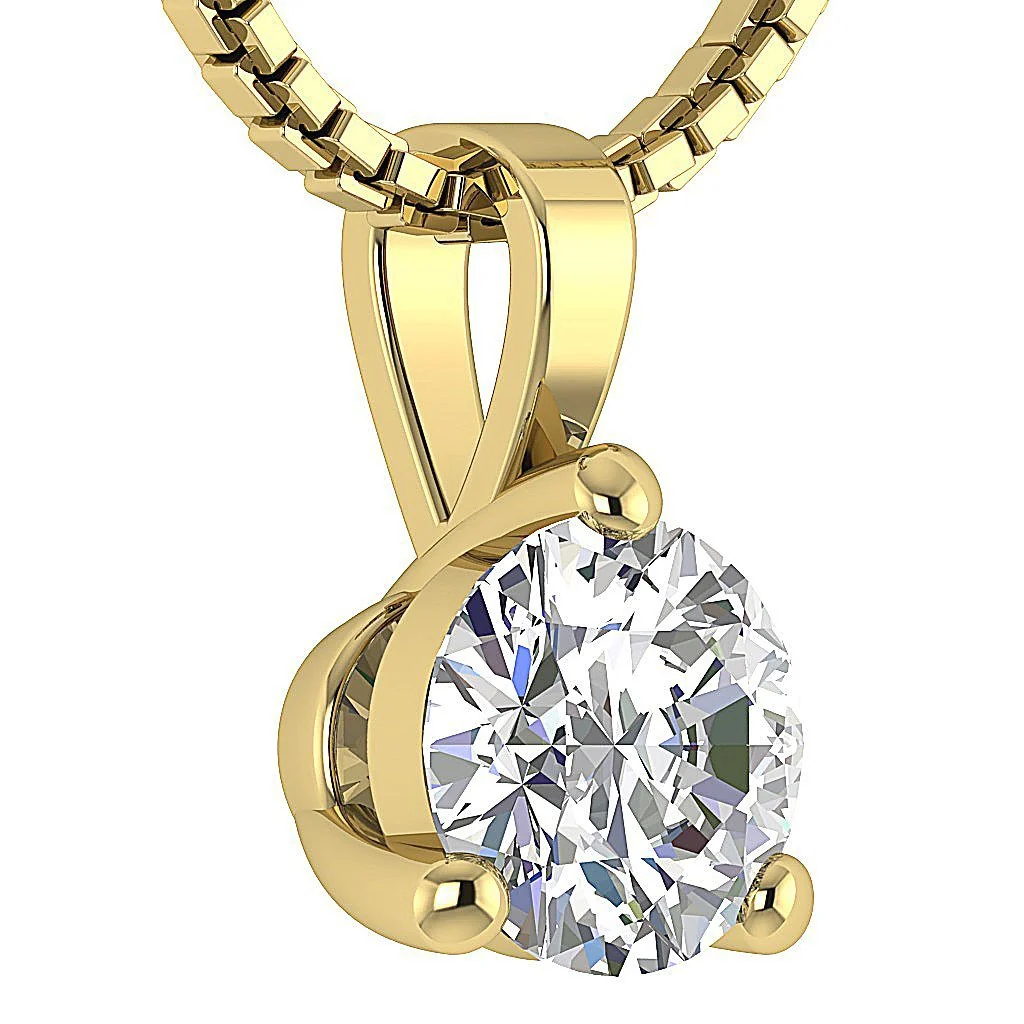 Classic Round Solitaire Diamond Necklace 14k/18k Yellow, White & Rose Gold in I1/SI1 G 0.50-1.00Carat - Image 7