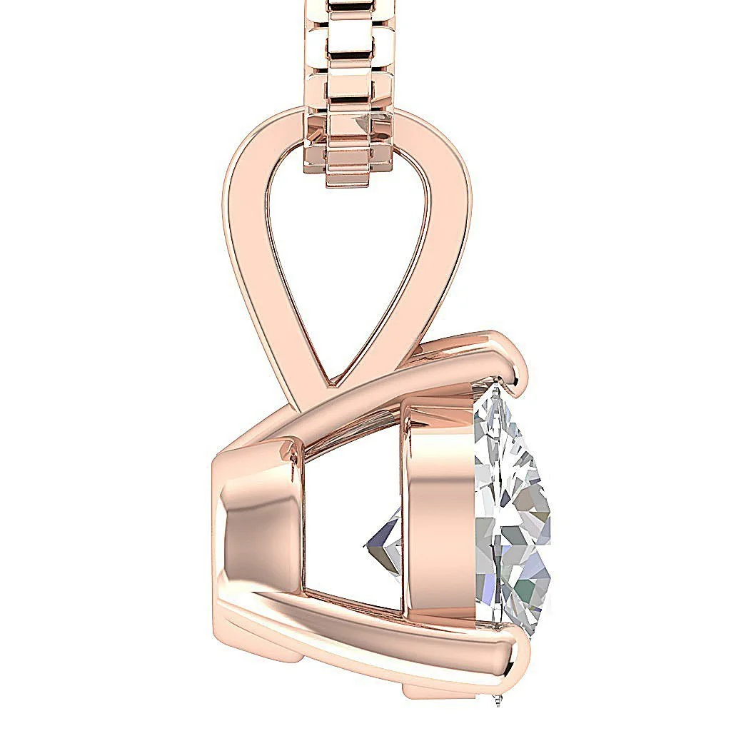 Classic Round Solitaire Diamond Necklace 14k/18k Yellow, White & Rose Gold in I1/SI1 G 0.50-1.00Carat - Image 8