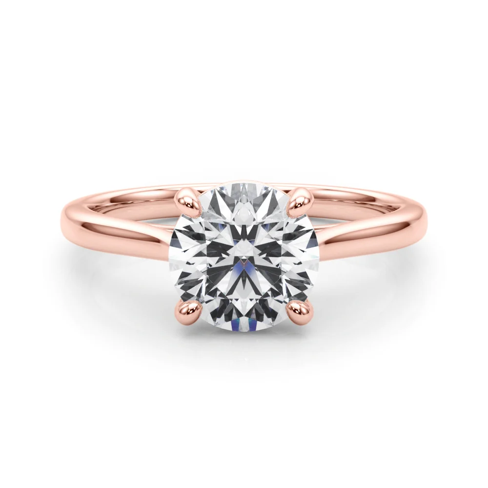 Unique 4-Prong Cross-Basket VS F 1-2 Carat Round Lab Grown Diamond Solitaire Ring in 14K Rose Gold - Image 12