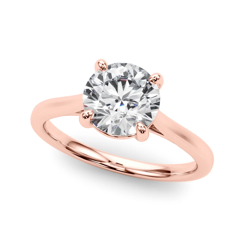 Unique 4-Prong Cross-Basket VS F 1-2 Carat Round Lab Grown Diamond Solitaire Ring in 14K Rose Gold - Image 4