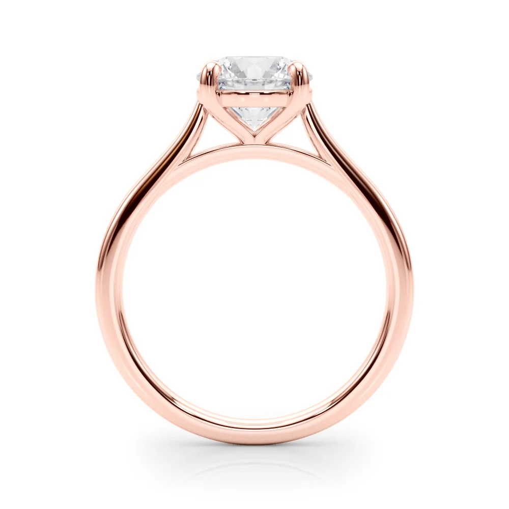Unique 4-Prong Cross-Basket VS F 1-2 Carat Round Lab Grown Diamond Solitaire Ring in 14K Rose Gold - Image 9