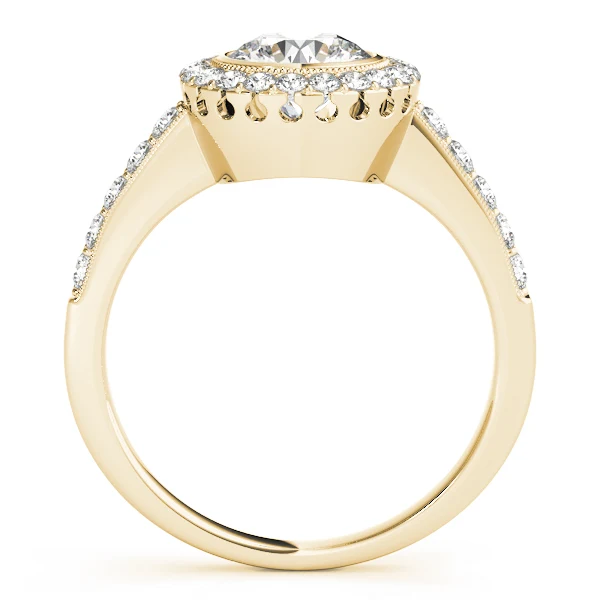 Vintage Bezel Set Round Cut Lab Grown Diamond Halo Engagement Ring with Milgrain Border VS F 1.40 Carat - Image 4