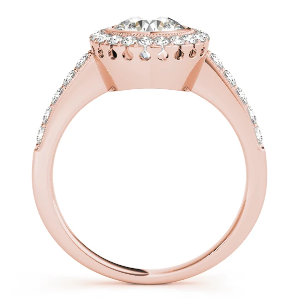 Vintage Bezel Set Round Cut Lab Grown Diamond Halo Engagement Ring with Milgrain Border VS F 1.40 Carat - Image 5