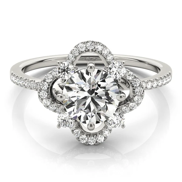 Vintage Floral Scalloped Lab Grown Diamond Halo Engagement Ring VS F 1.30 Carat Gold - Image 10