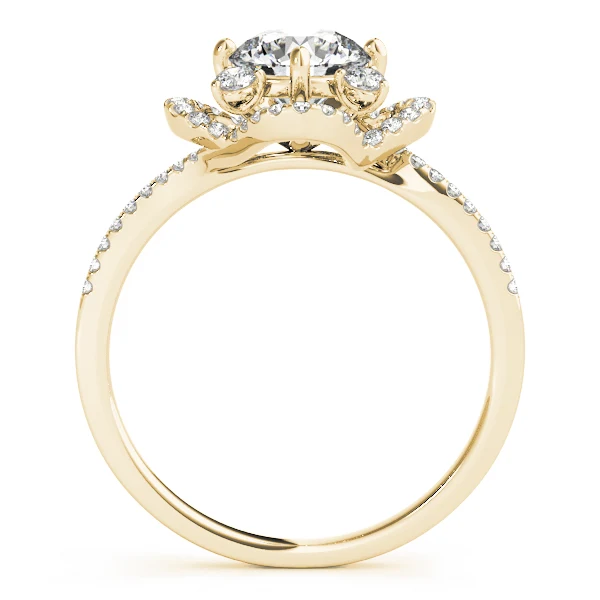 Vintage Floral Scalloped Lab Grown Diamond Halo Engagement Ring VS F 1.30 Carat Gold - Image 4