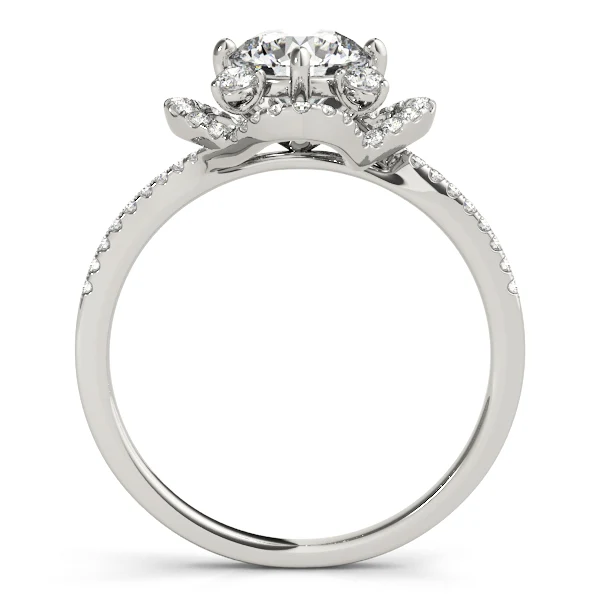 Vintage Floral Scalloped Lab Grown Diamond Halo Engagement Ring VS F 1.30 Carat Gold - Image 6