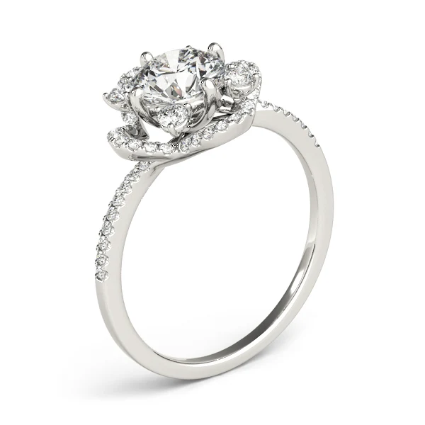 Vintage Floral Scalloped Lab Grown Diamond Halo Engagement Ring VS F 1.30 Carat Gold - Image 9