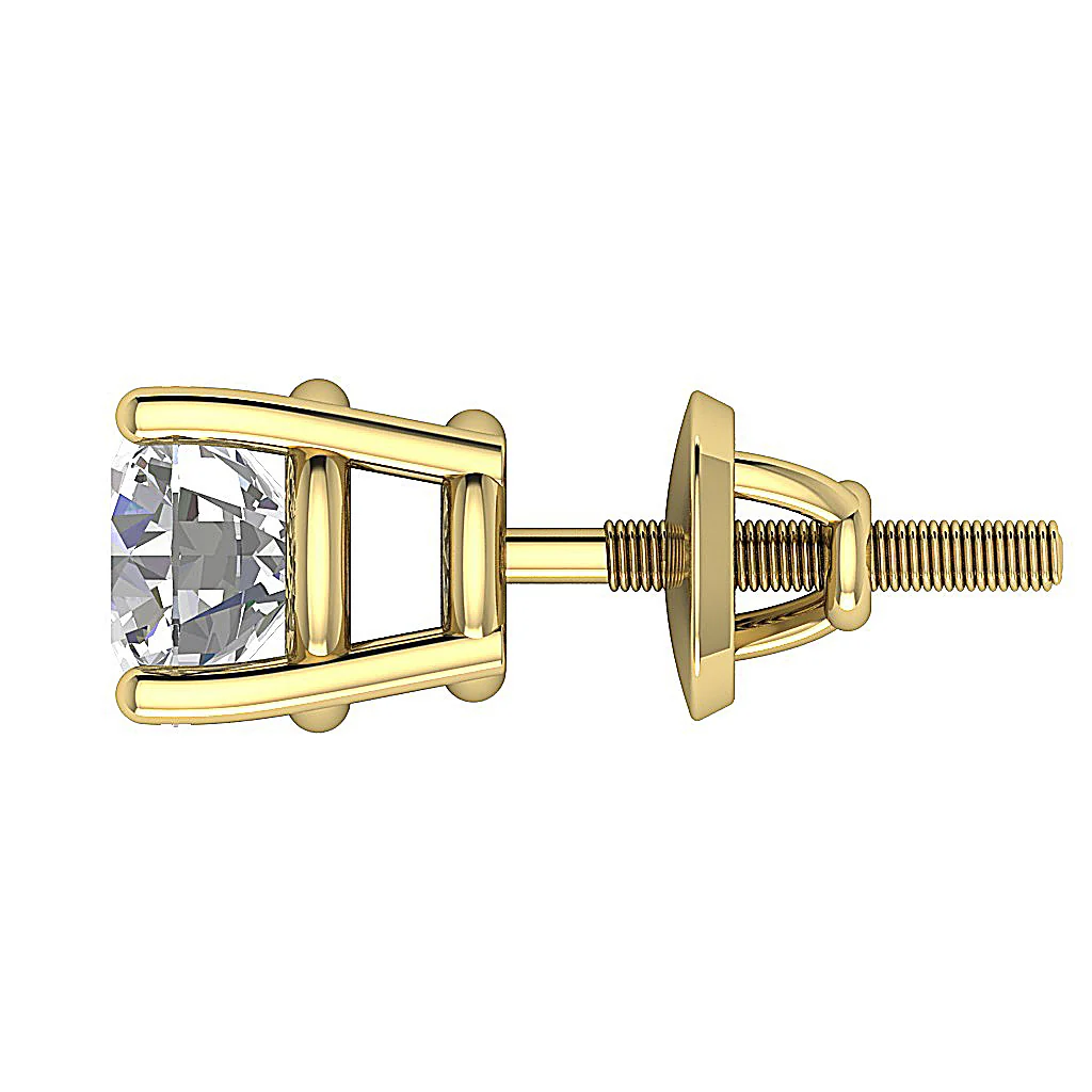 VS F 0.50/0.75/1.00 Carat Lab Grown Diamond Solitaire Stud Earring Screw Back 14K White Gold - Image 8