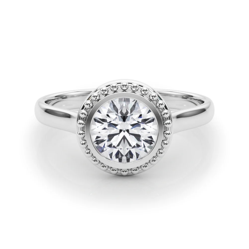 VS F 1.00-1.50 Carat Lab Grown Diamond Bezel Set Scalloped Engagement Ring in 14K Rose Gold - Image 10