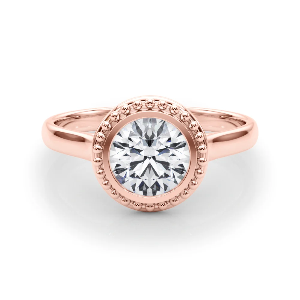 VS F 1.00-1.50 Carat Lab Grown Diamond Bezel Set Scalloped Engagement Ring in 14K Rose Gold - Image 12