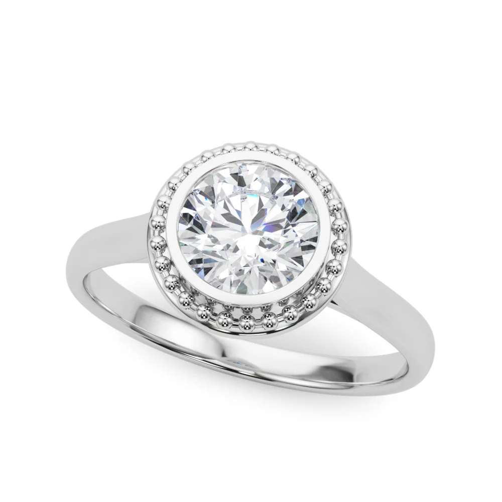 VS F 1.00-1.50 Carat Lab Grown Diamond Bezel Set Scalloped Engagement Ring in 14K Rose Gold - Image 2