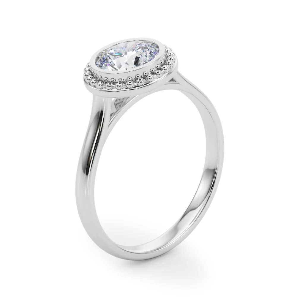 VS F 1.00-1.50 Carat Lab Grown Diamond Bezel Set Scalloped Engagement Ring in 14K Rose Gold - Image 4
