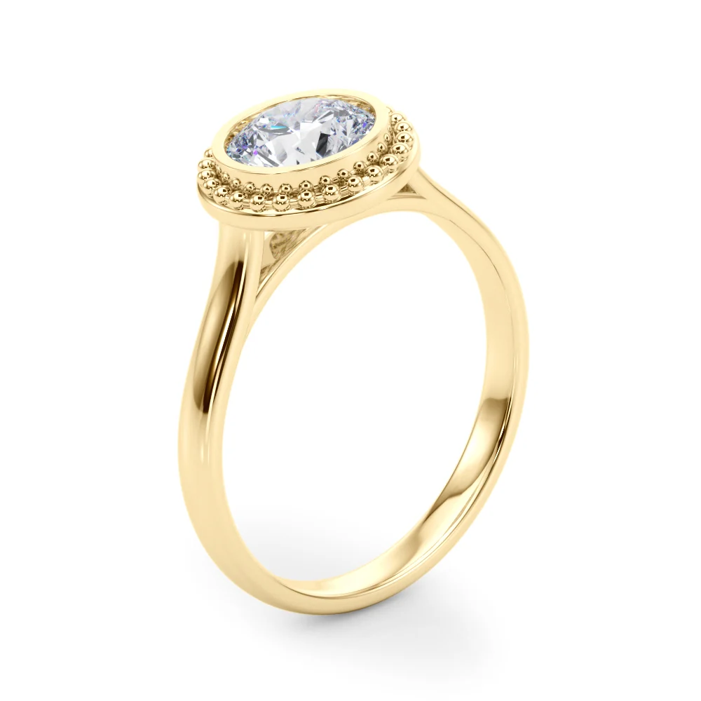 VS F 1.00-1.50 Carat Lab Grown Diamond Bezel Set Scalloped Engagement Ring in 14K Rose Gold - Image 5
