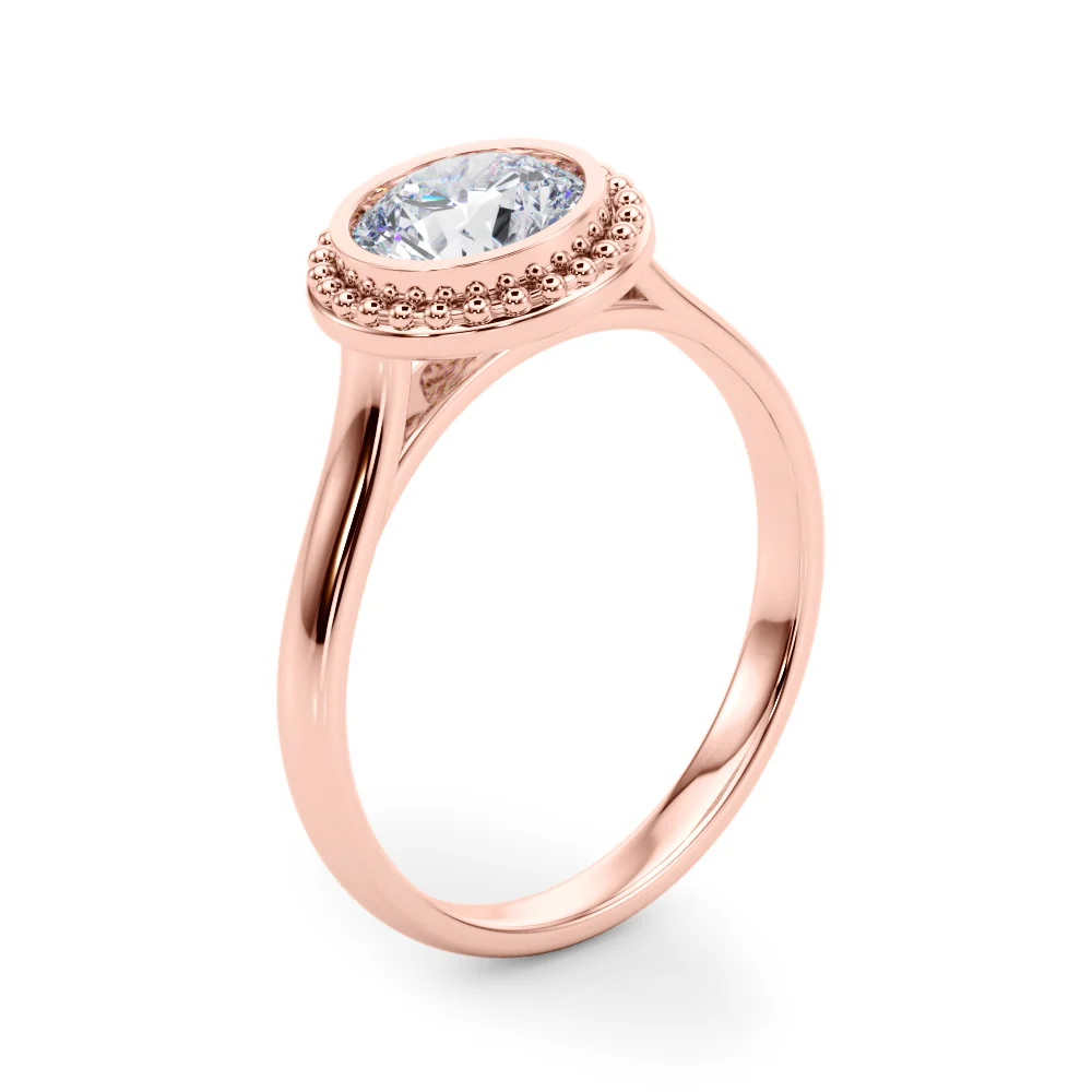 VS F 1.00-1.50 Carat Lab Grown Diamond Bezel Set Scalloped Engagement Ring in 14K Rose Gold - Image 6