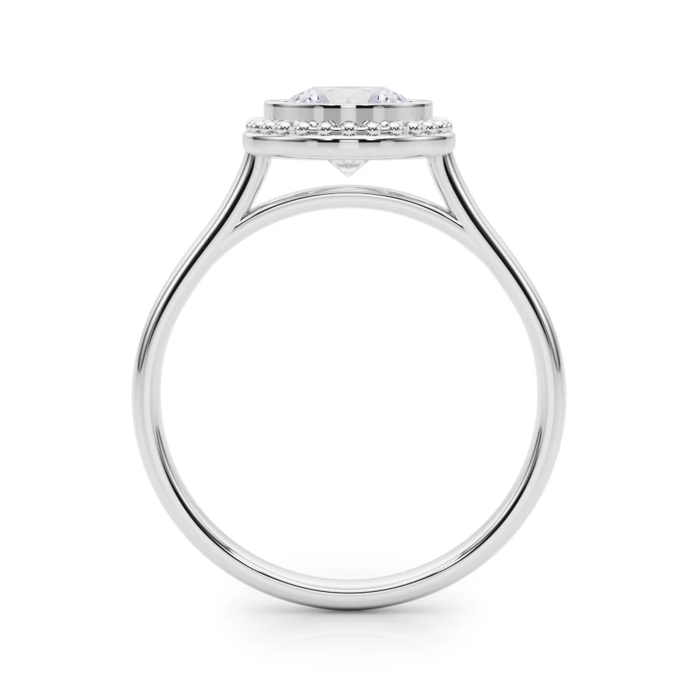 VS F 1.00-1.50 Carat Lab Grown Diamond Bezel Set Scalloped Engagement Ring in 14K Rose Gold - Image 7