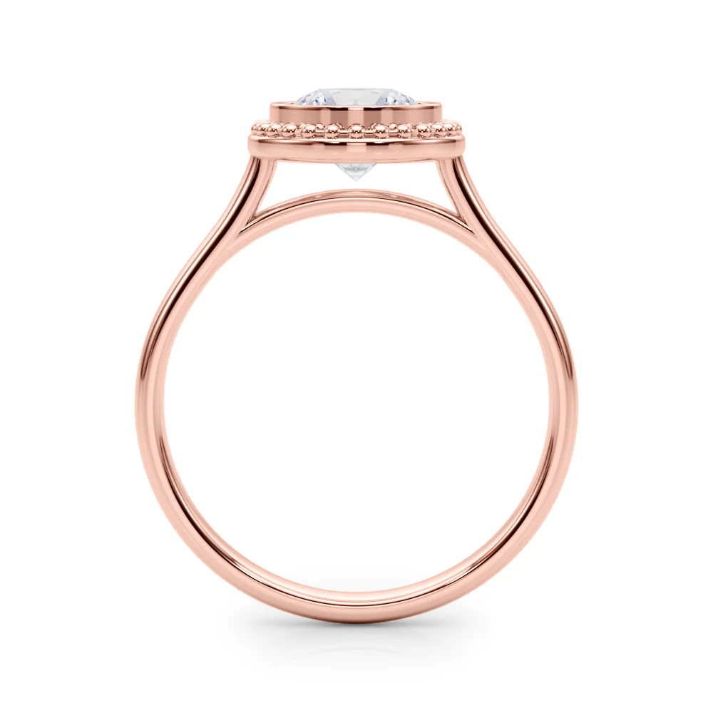 VS F 1.00-1.50 Carat Lab Grown Diamond Bezel Set Scalloped Engagement Ring in 14K Rose Gold - Image 9