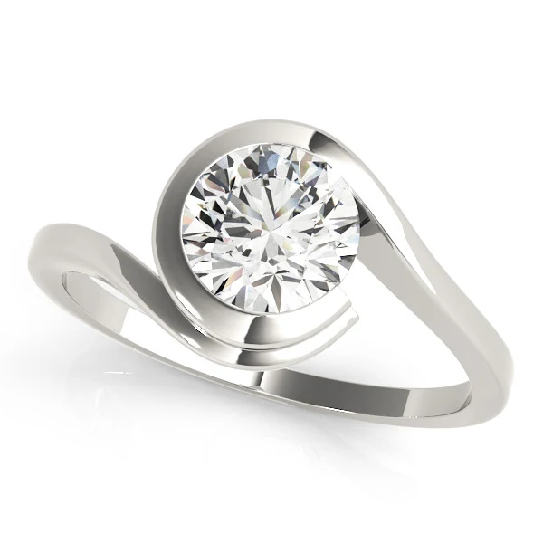 VS F 1.00-2.00 Carat Lab Grown Diamond Bypass Bezel Solitaire Engagement Ring in 14K Solid Gold