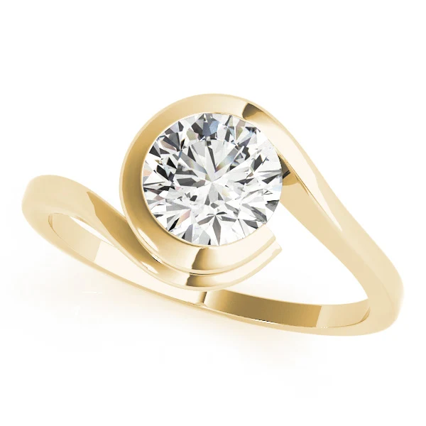 VS F 1.00-2.00 Carat Lab Grown Diamond Bypass Bezel Solitaire Engagement Ring in 14K Solid Gold - Image 2